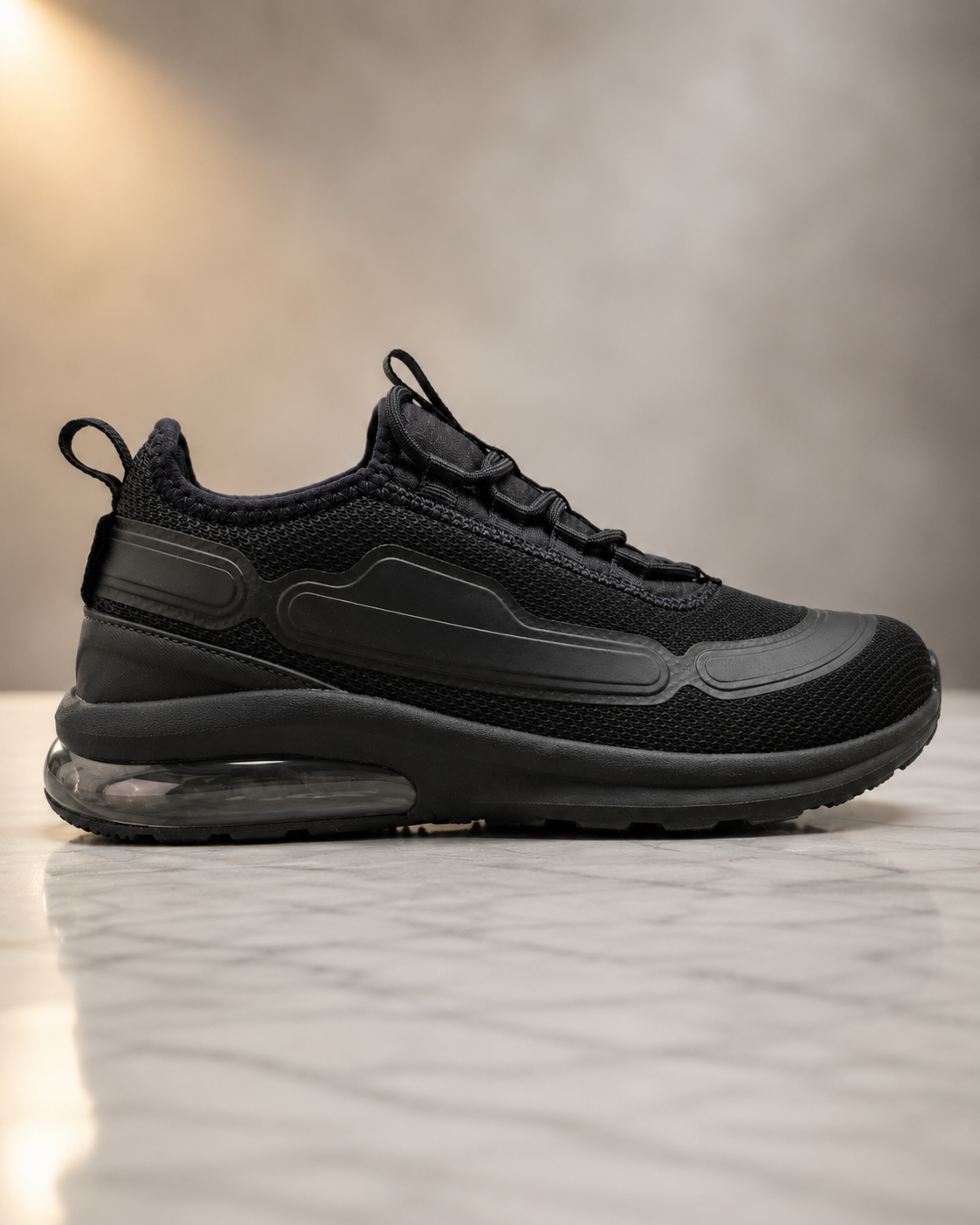 Men’s Black Air-Cushion Mesh Running Sneakers