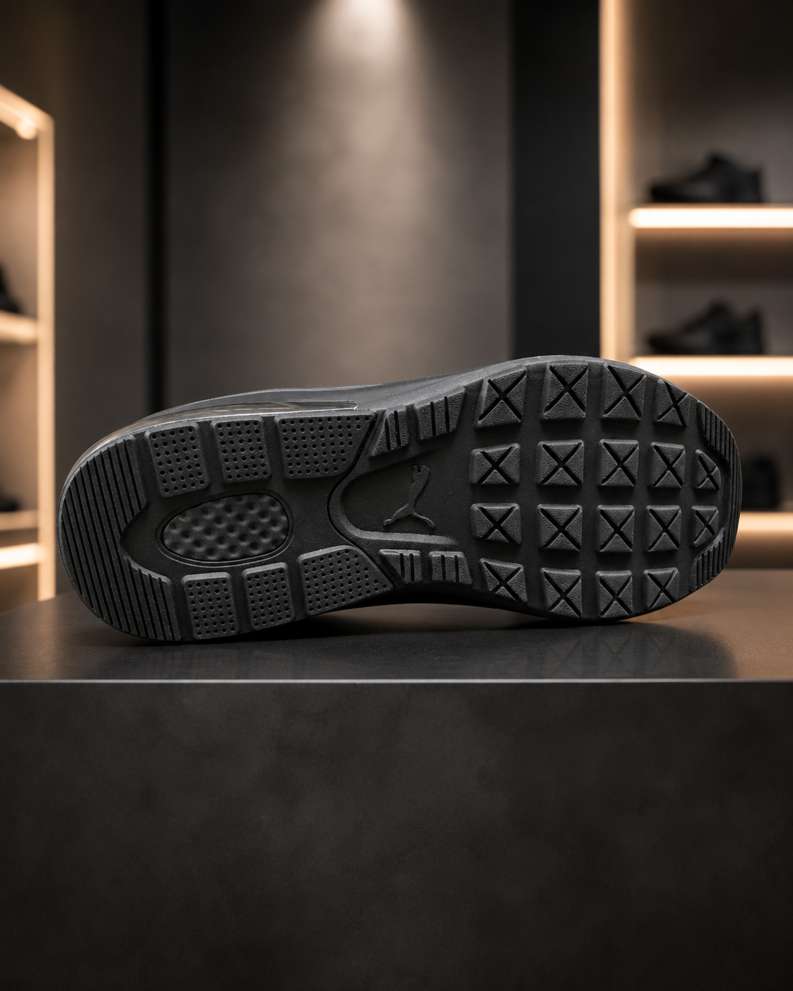Men’s Triple Black Air-Cushion Mesh Sneakers