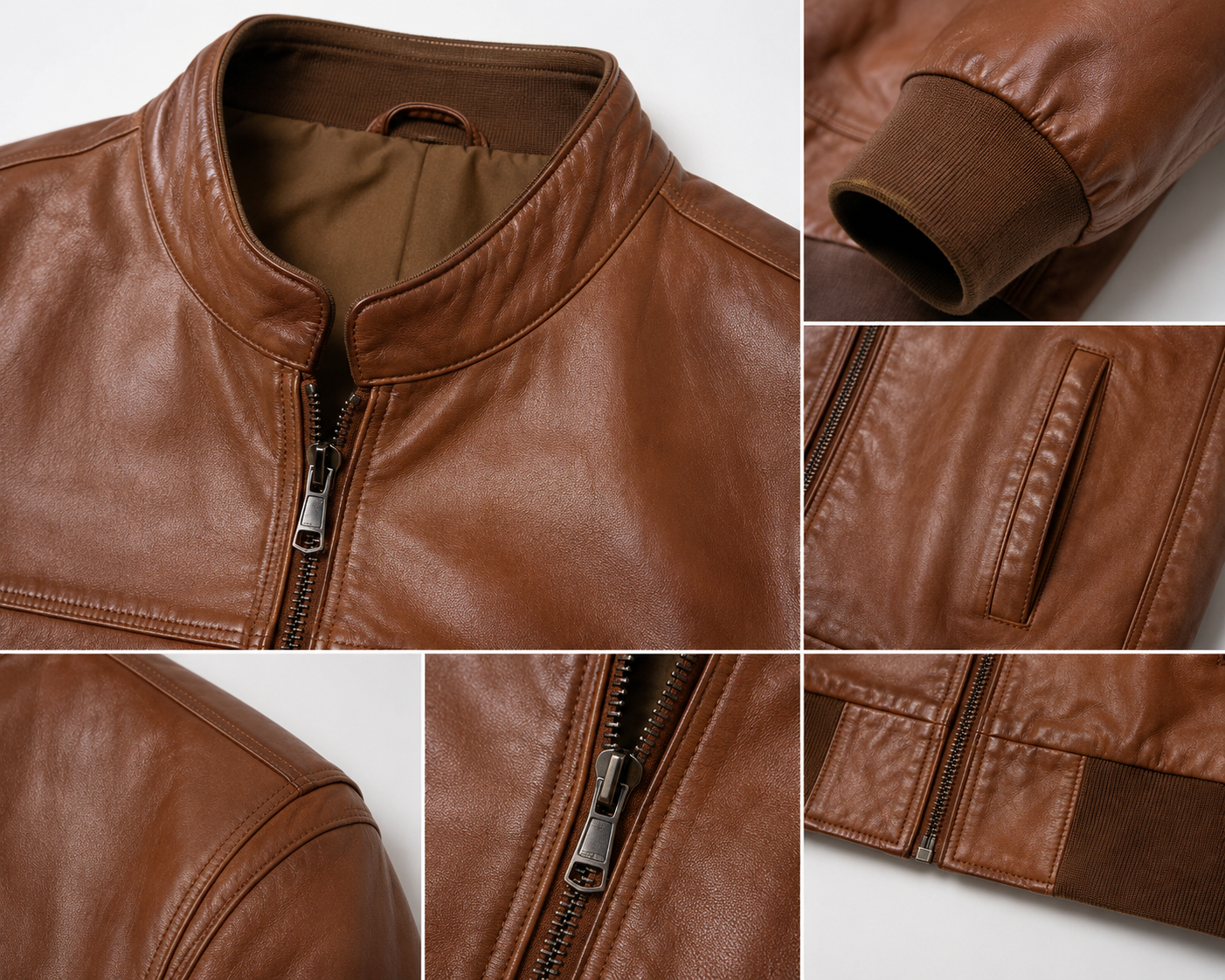 Classic Leather Bomber Jacket – Men’s Premium Zip-Up Jacket