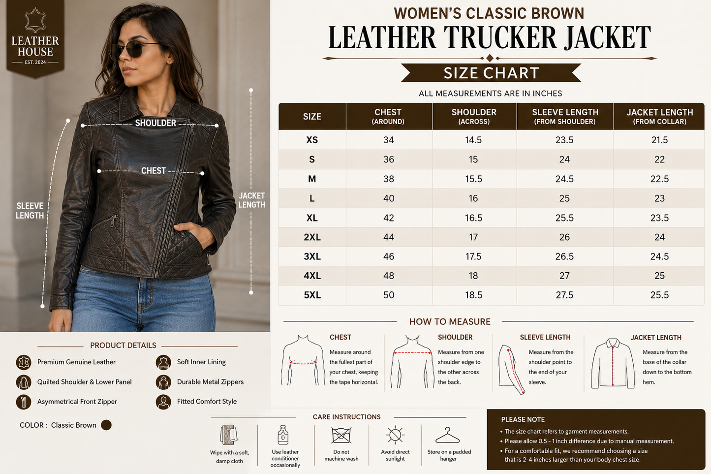 Women's Black Quilted Leather Biker Jacket