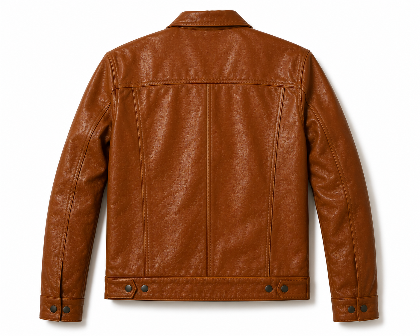 Classic Brown Leather Trucker Jacket