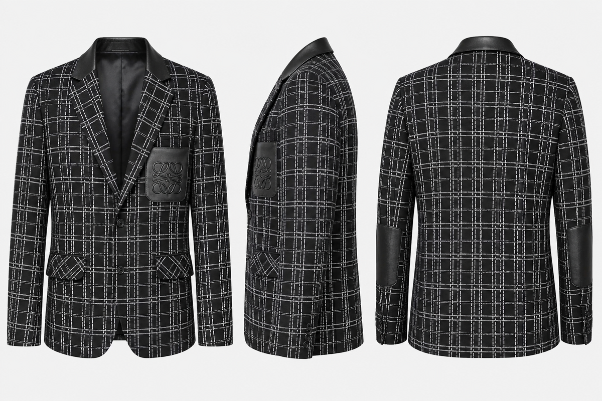 Men's Black & White Checkered Blazer | Stylish Party & Formal Blazer