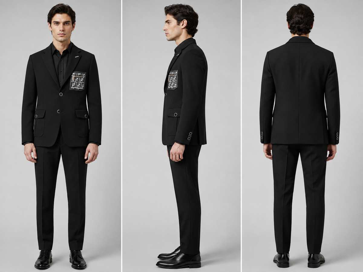 Men's Designer Blazer with Patch Pocket & Flap Pockets