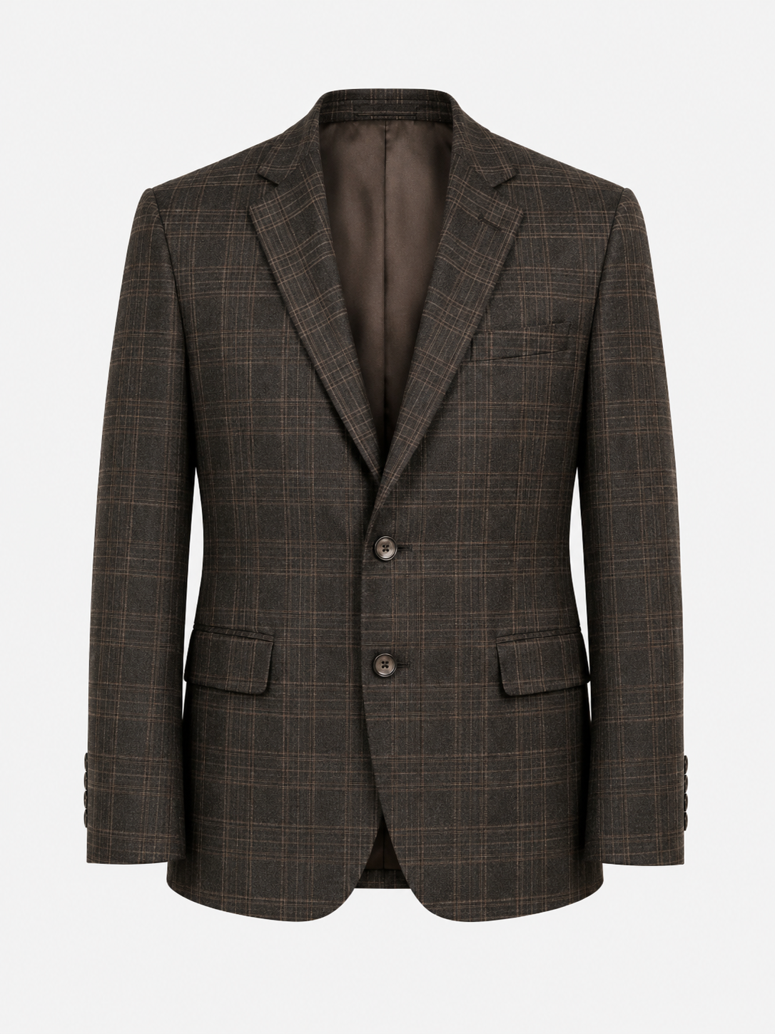 Men's Dark Brown Checkered Blazer | Double Button Formal Party Wear Blazer