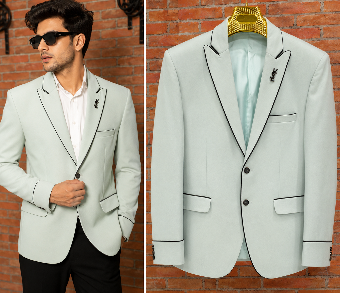 Men's Pastel Mint Green Tuxedo Blazer | Premium Party & Wedding Formal Blazer