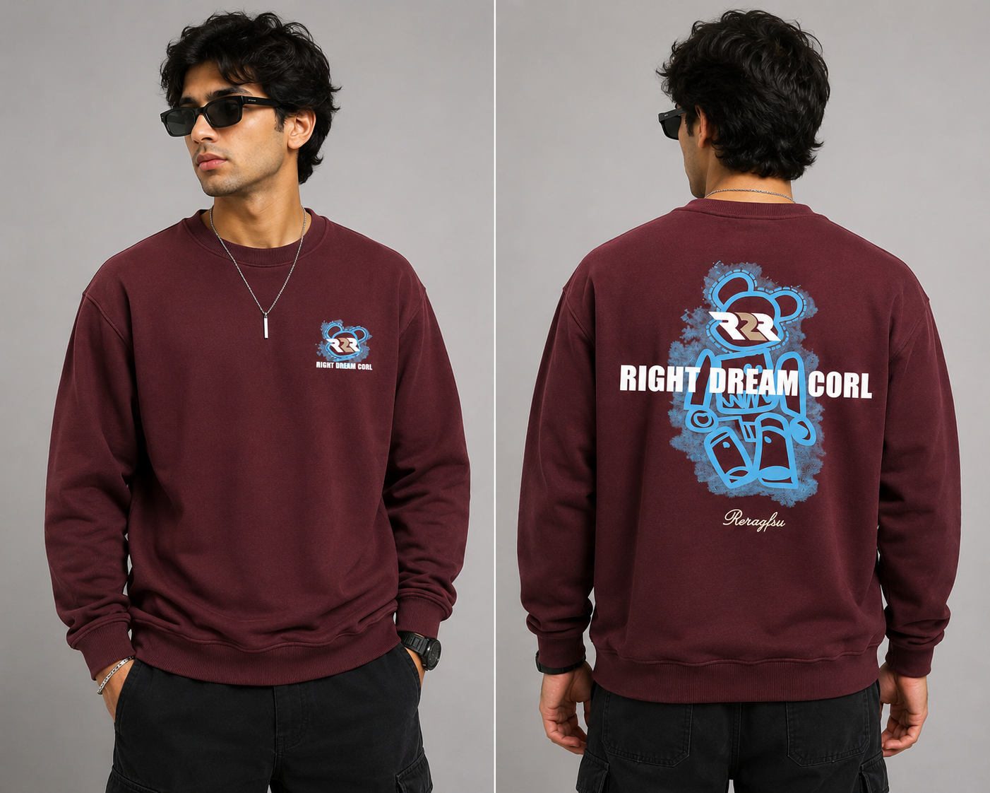 Men’s Graphic Print Crew Neck Sweatshirt – Full Sleeve Casual Pullover