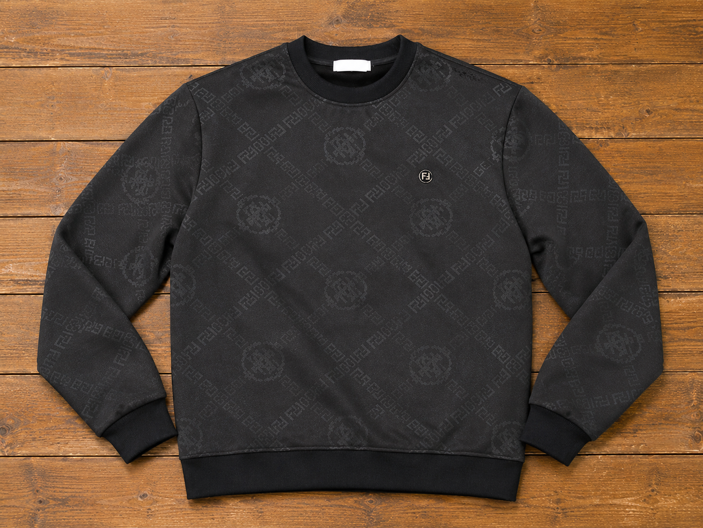 Dark Charcoal All-Over Print Crew Neck Sweatshirt