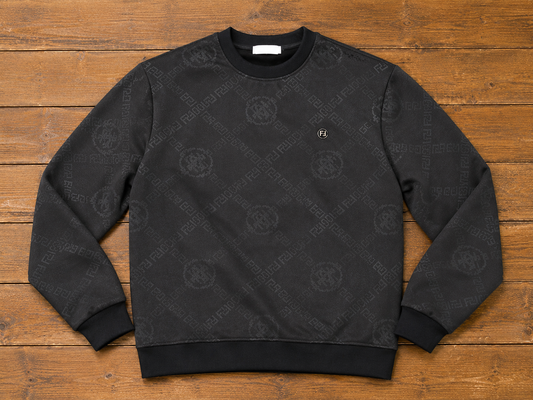 Dark Charcoal All-Over Print Crew Neck Sweatshirt