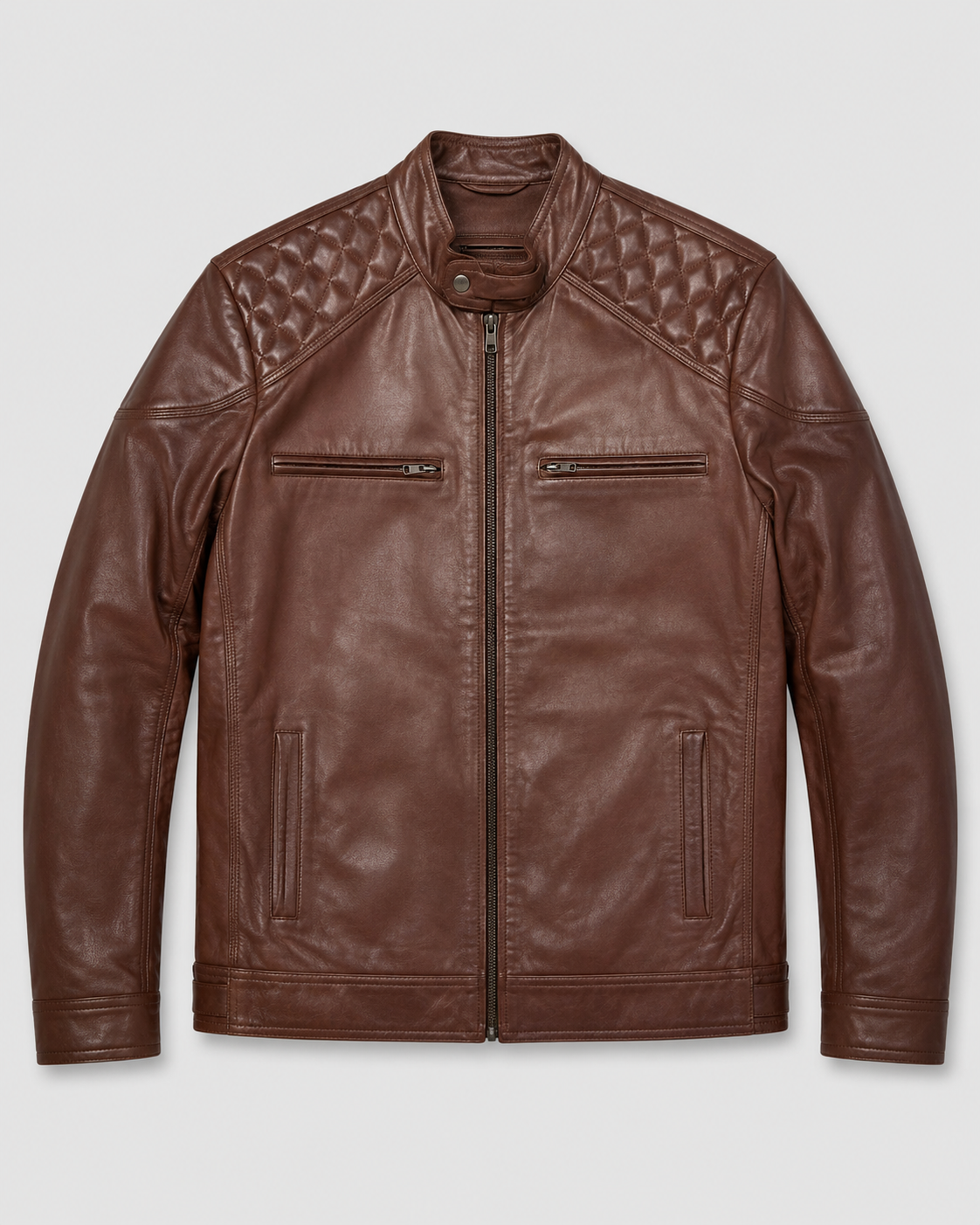 Quilted Shoulder Leather Jacket