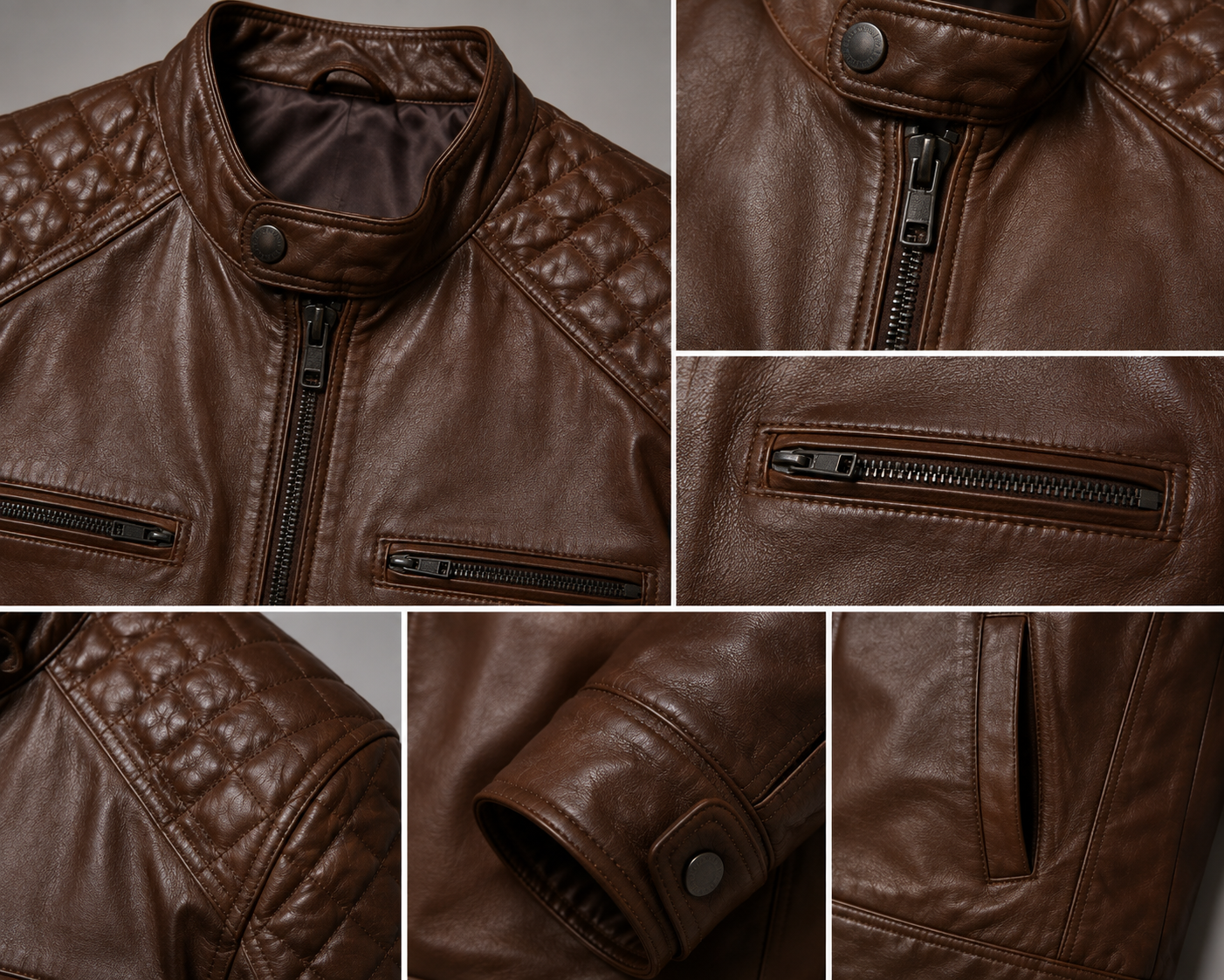 Quilted Shoulder Leather Jacket