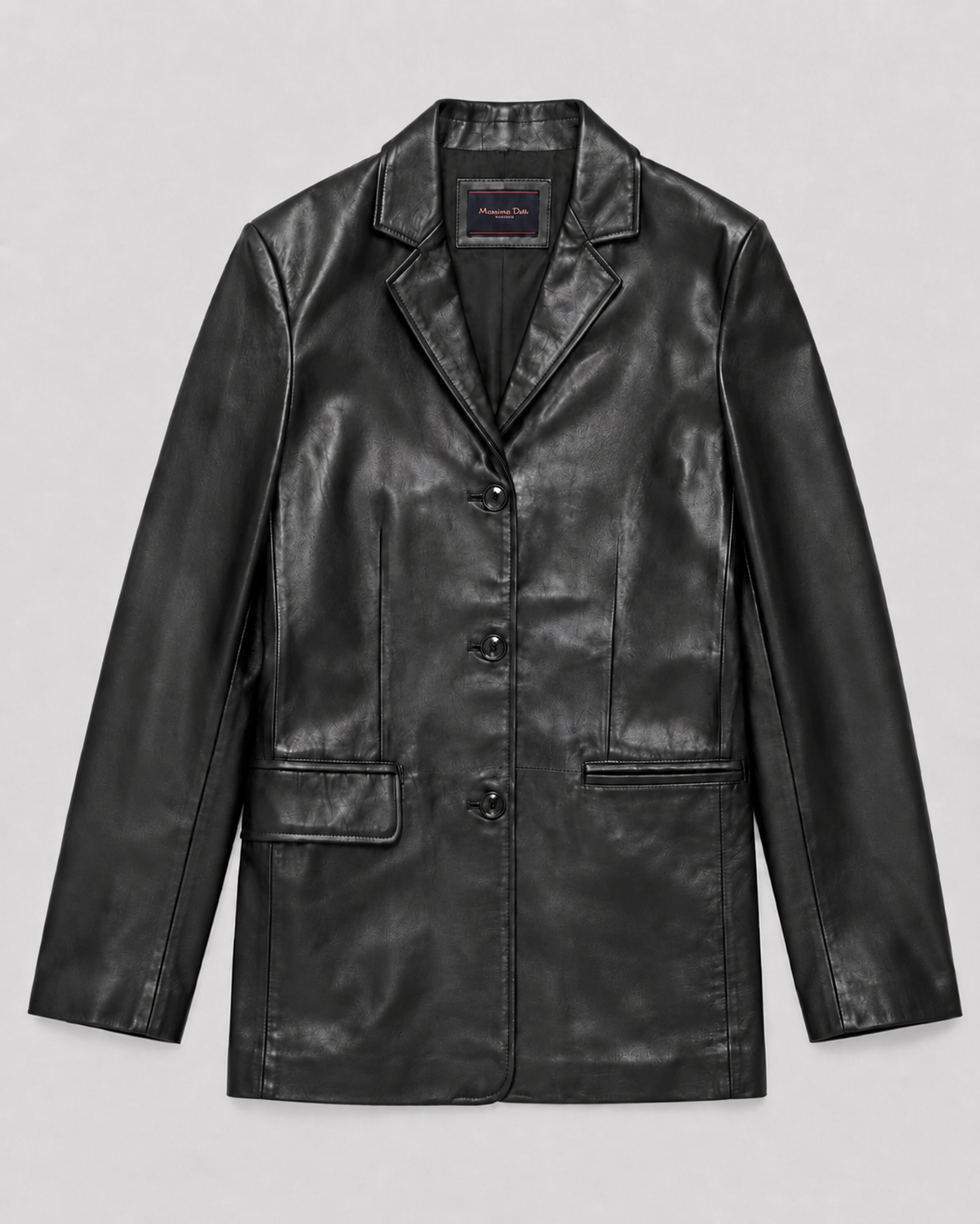 Men’s Black Leather Jacket – Classic Button Front Casual Jacket