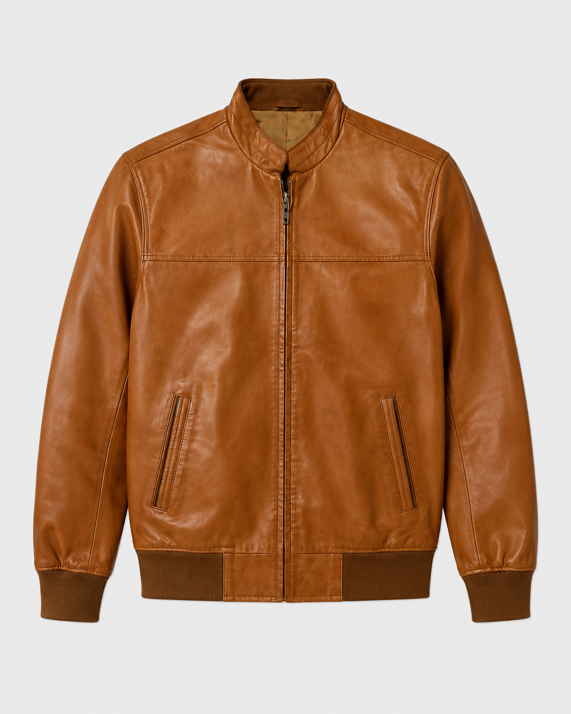 Classic Leather Bomber Jacket – Men’s Premium Zip-Up Jacket