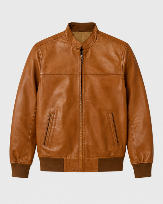 Classic Leather Bomber Jacket – Men’s Premium Zip-Up Jacket