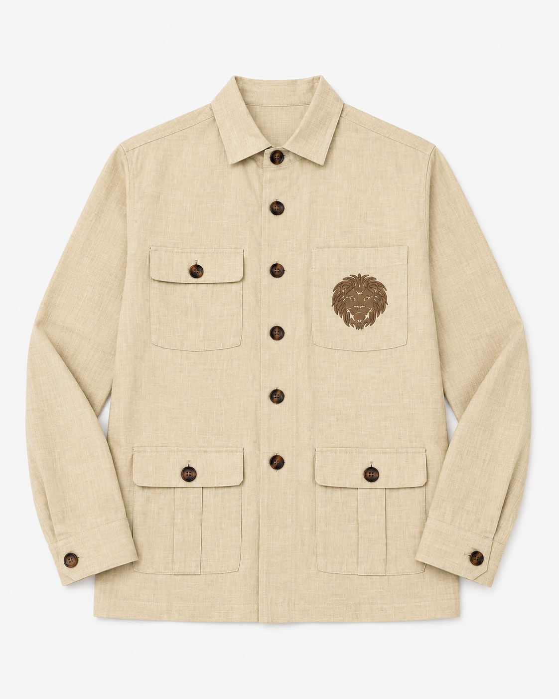 Premium Utility Hunting Shirt – Lion Embroidery Multi-Pocket Shirt Jacket