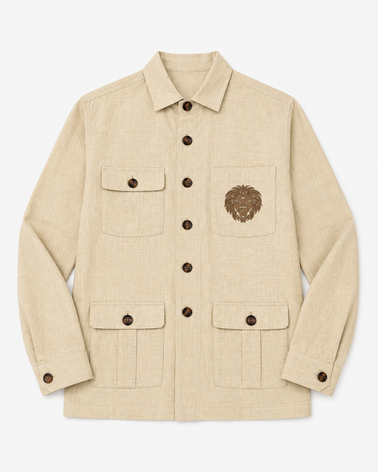 Premium Utility Hunting Shirt – Lion Embroidery Multi-Pocket Shirt Jacket