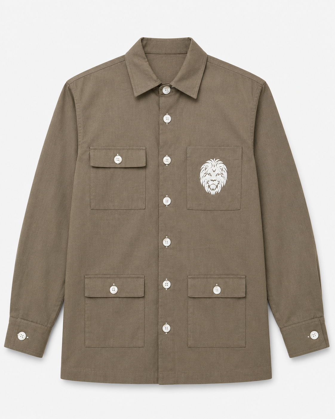 Premium Utility Hunting Shirt – Lion Embroidery Multi-Pocket Shirt Jacket