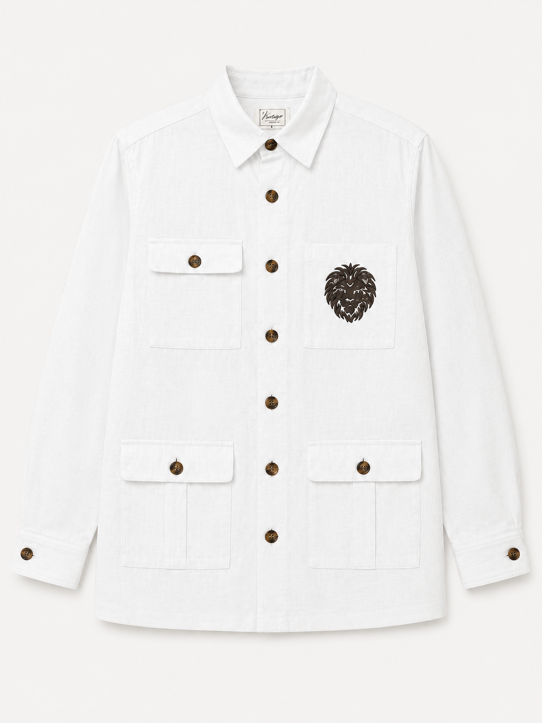 Premium Utility Hunting Shirt – Lion Embroidery Multi-Pocket Shirt Jacket