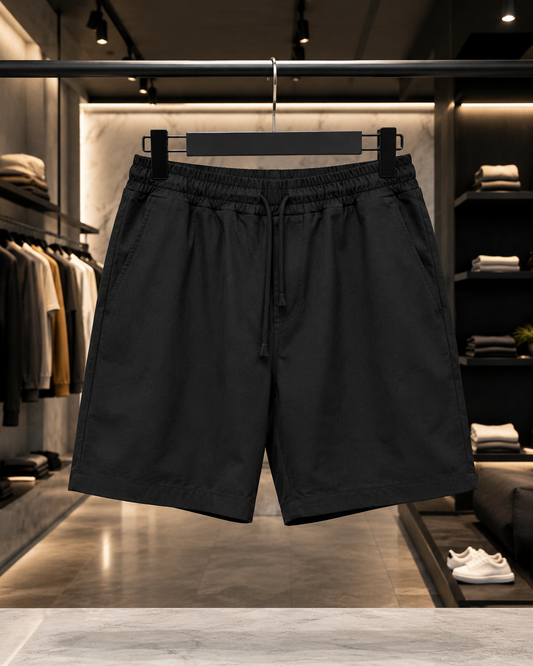 Men’s Black Relaxed Fit Drawstring Shorts