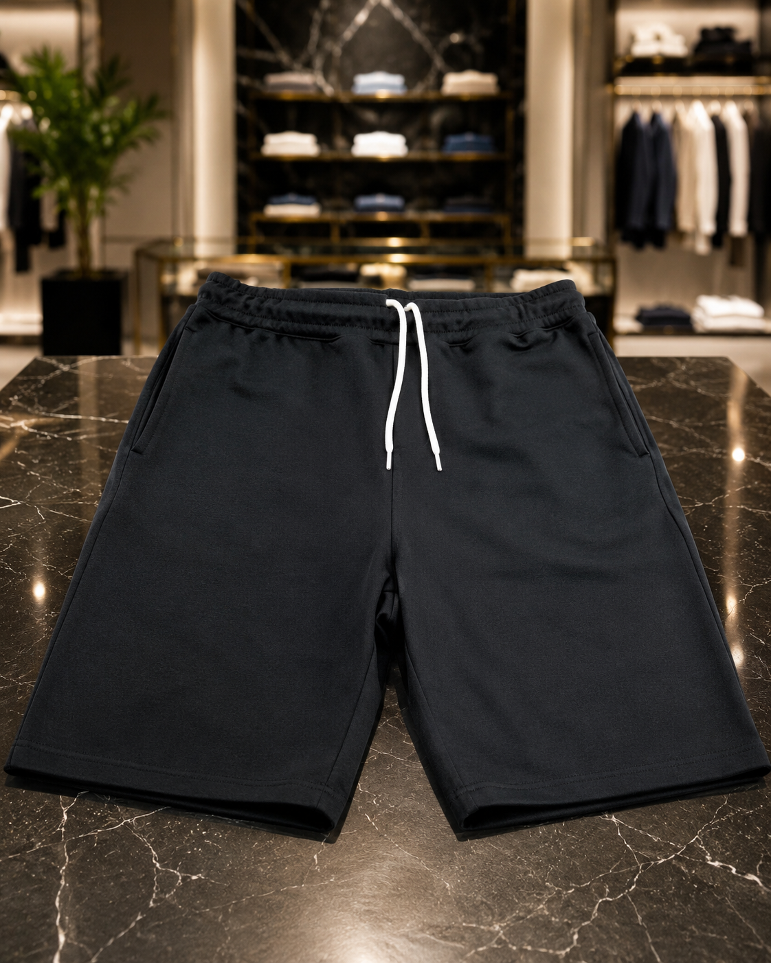 Men’s Black Relaxed Fit Drawstring Shorts