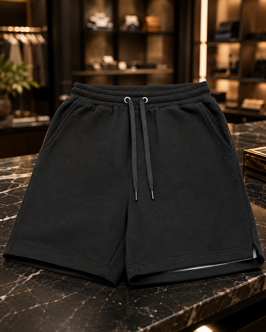Men’s Black Contrast Trim Drawstring Shorts