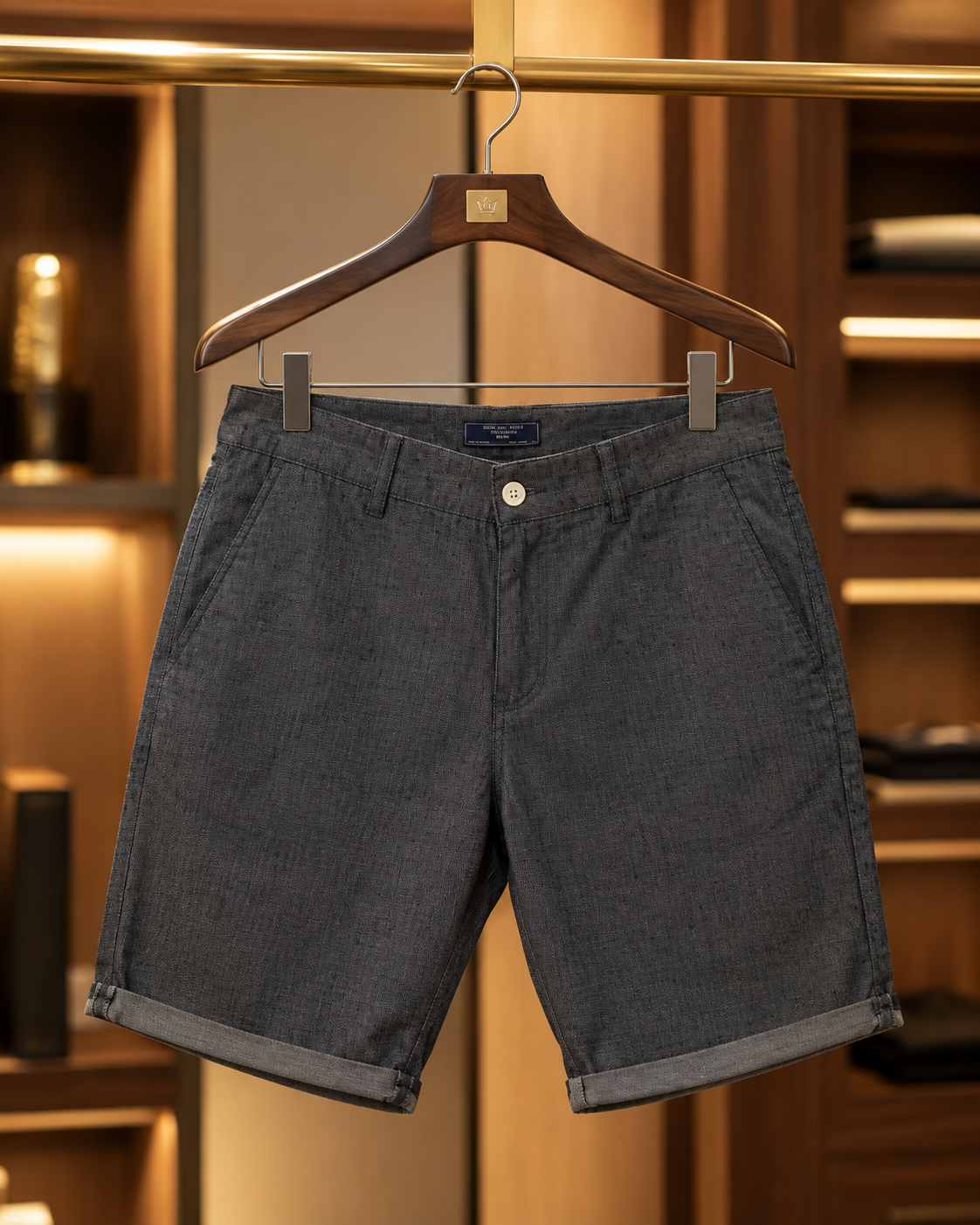 Men’s Charcoal Grey Textured Chino Shorts