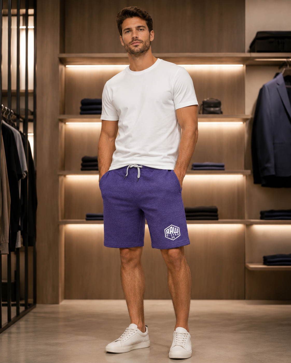 Men’s Purple Graphic Drawstring Shorts
