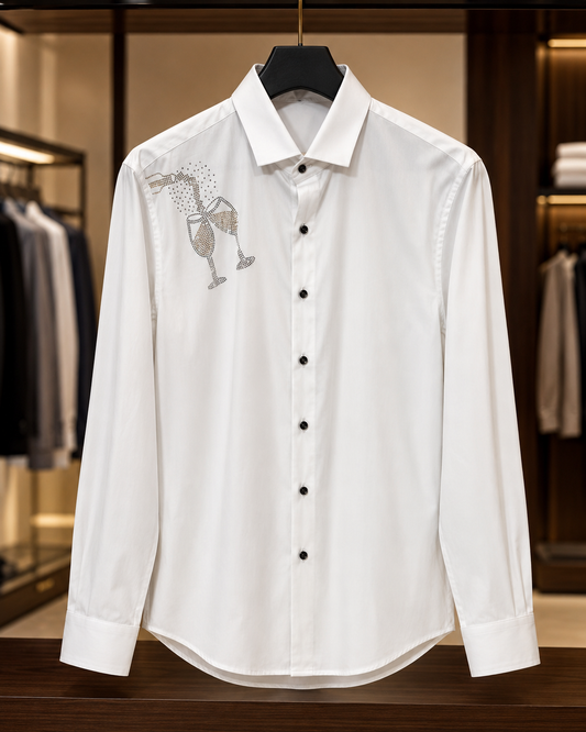 Crystal Cocktail Embellished White Shirt