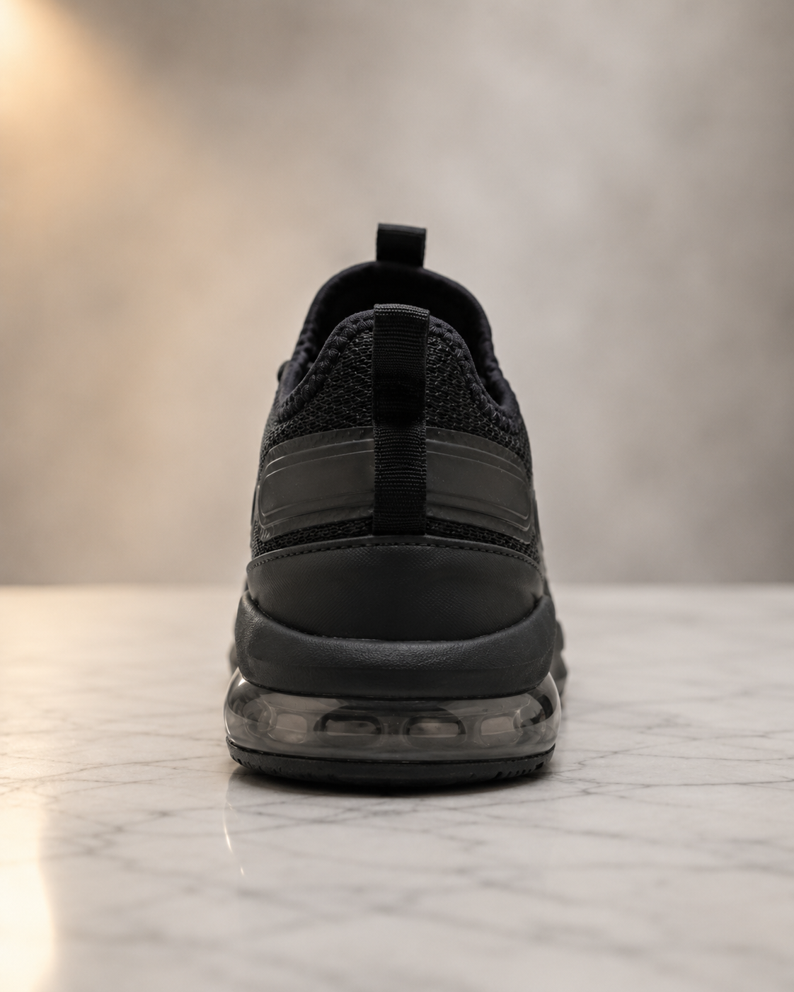Men’s Black Air-Cushion Mesh Running Sneakers