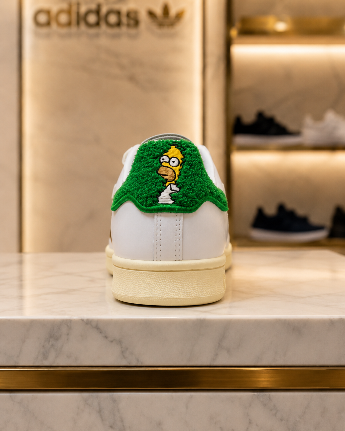 Men’s White & Green Cartoon Heel Sneakers