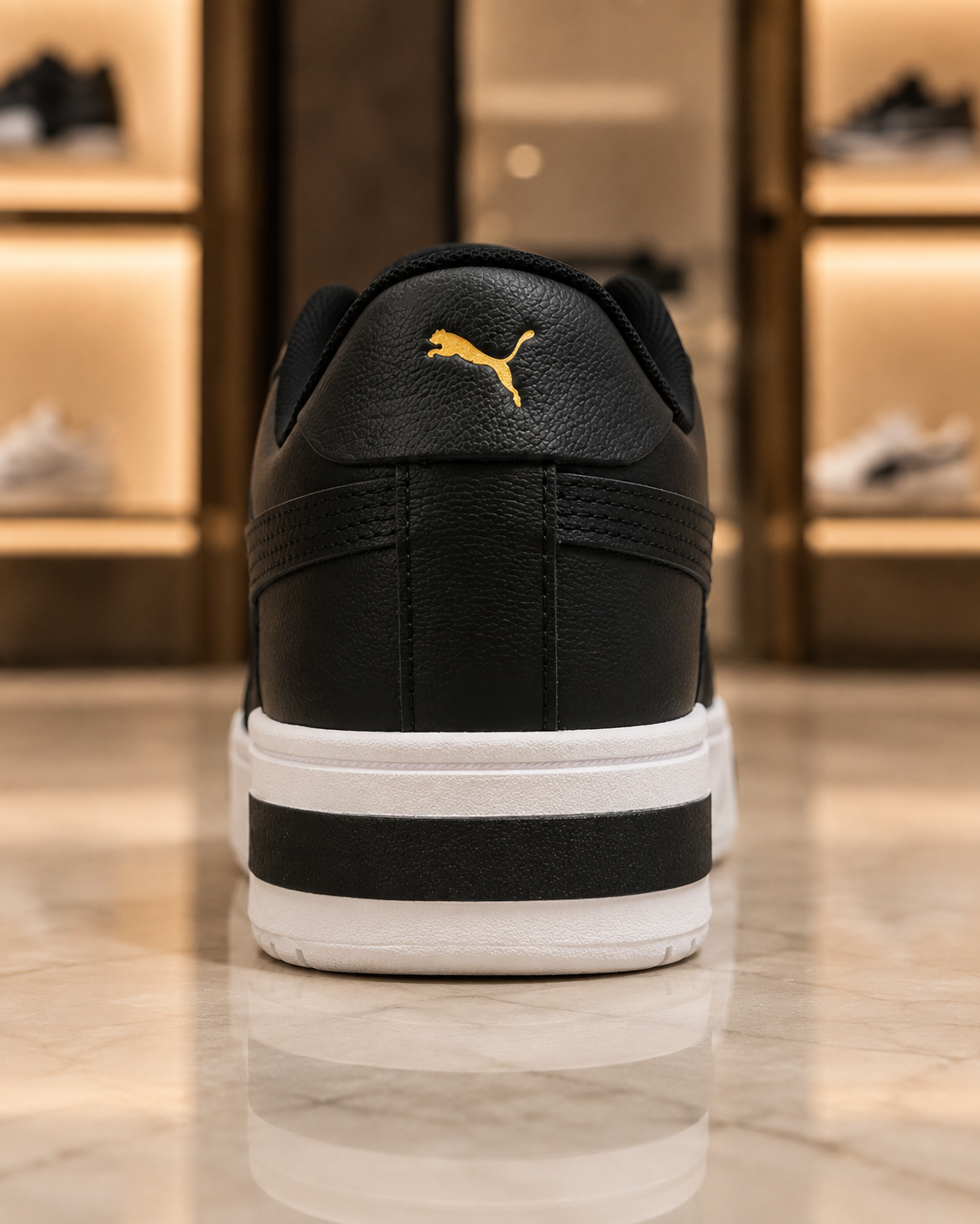 Men’s Black & White Platform Court Sneakers