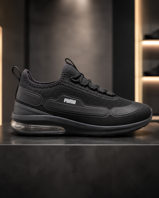 Men’s Triple Black Air-Cushion Mesh Sneakers