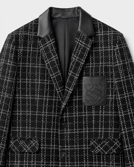 Men's Black & White Checkered Blazer | Stylish Party & Formal Blazer