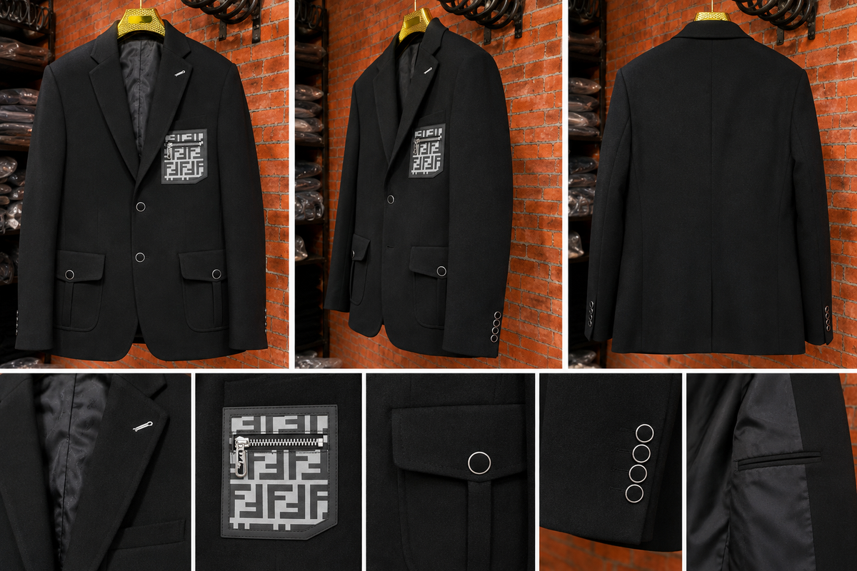 Men's Designer Blazer with Patch Pocket & Flap Pockets