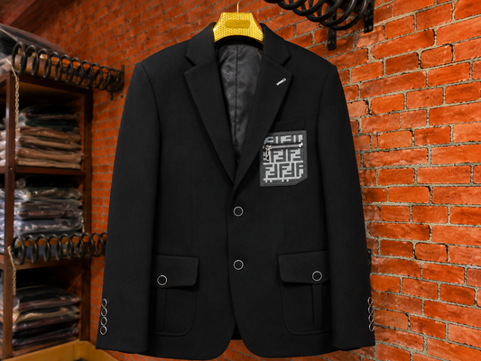 Men's Designer Blazer with Patch Pocket & Flap Pockets