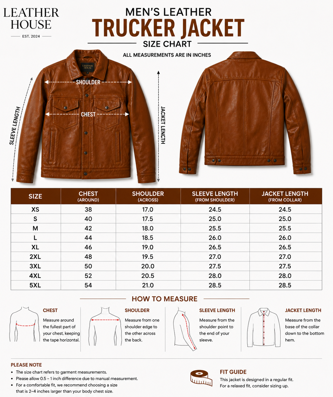 Classic Brown Leather Trucker Jacket