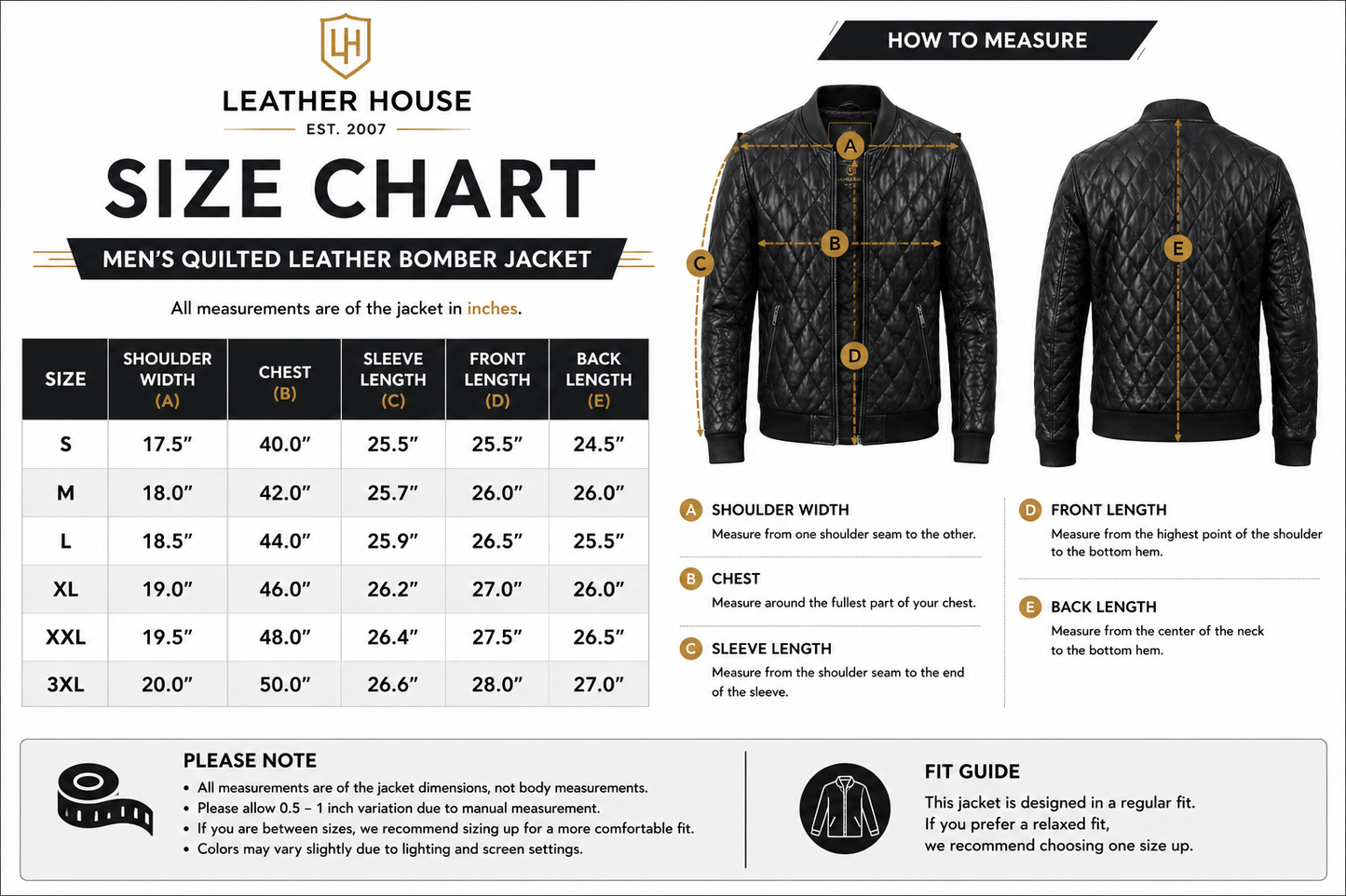 Men's Black Quilted Leather Bomber Jacket