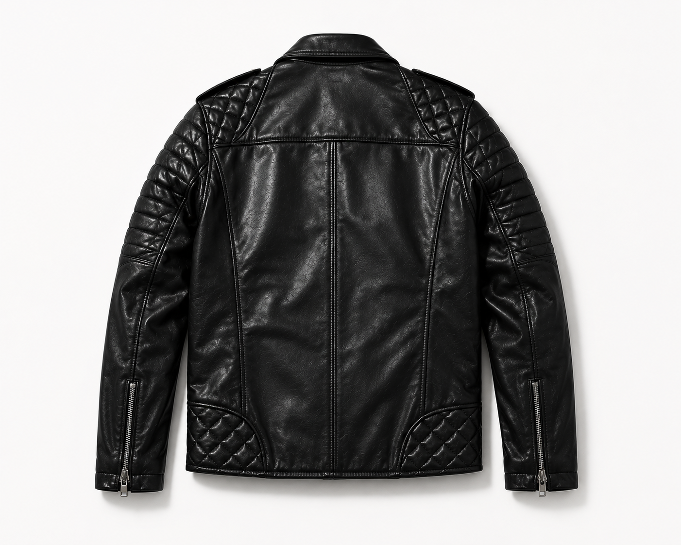 Black leather biker jacket