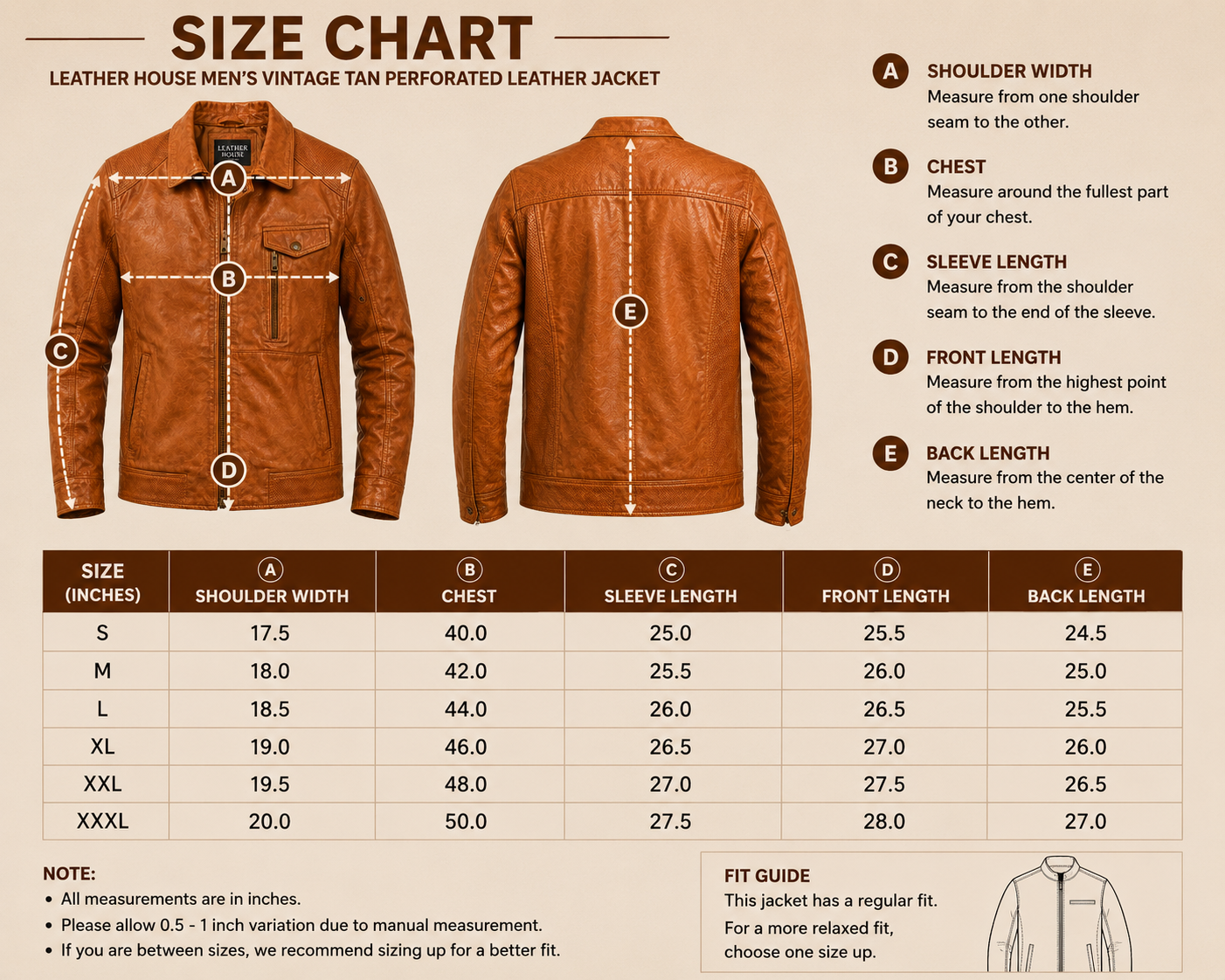 Men's Vintage Tan Perforated Leather Jacket