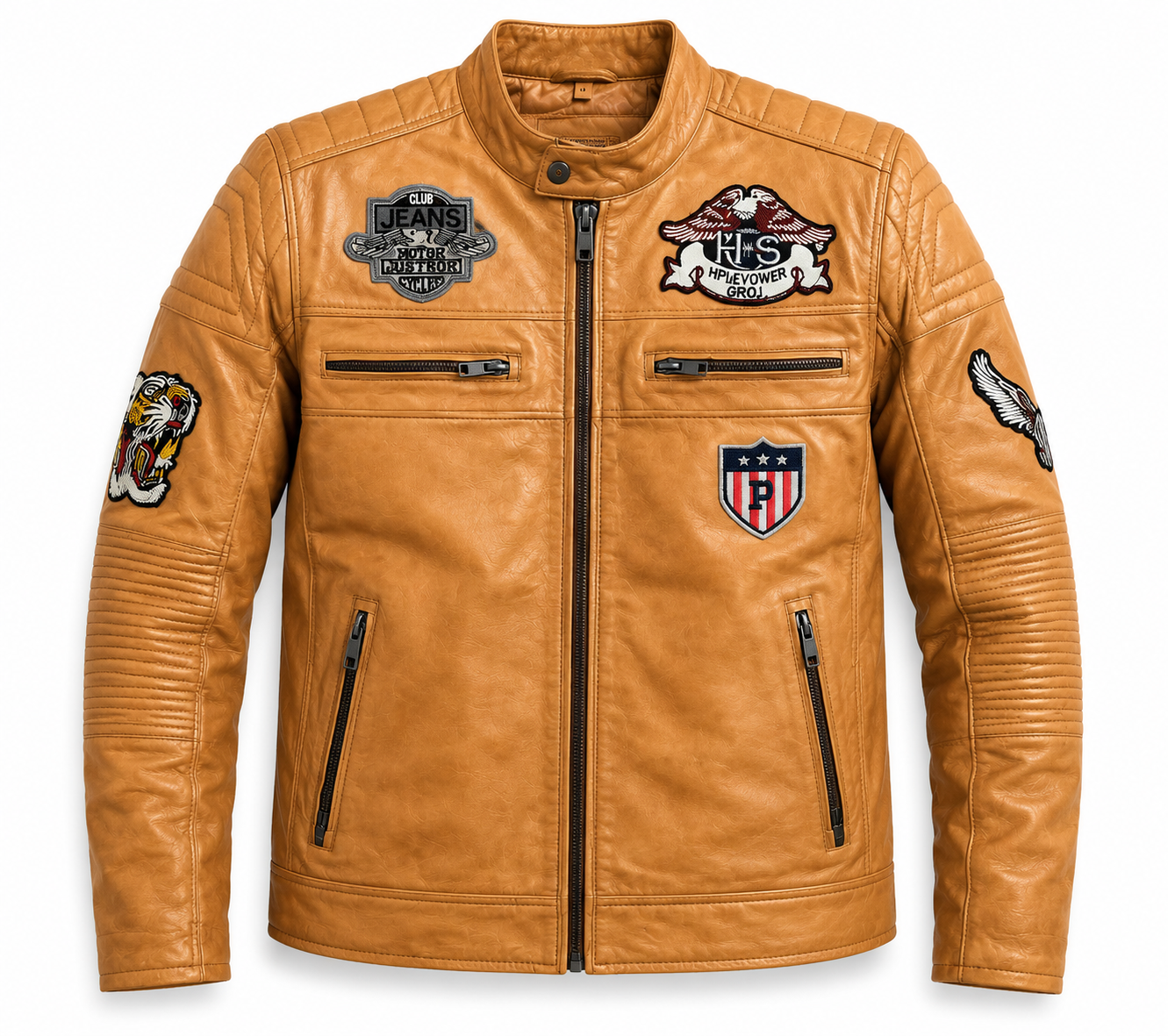 Men's Vintage Tan Racing Leather Jacket
