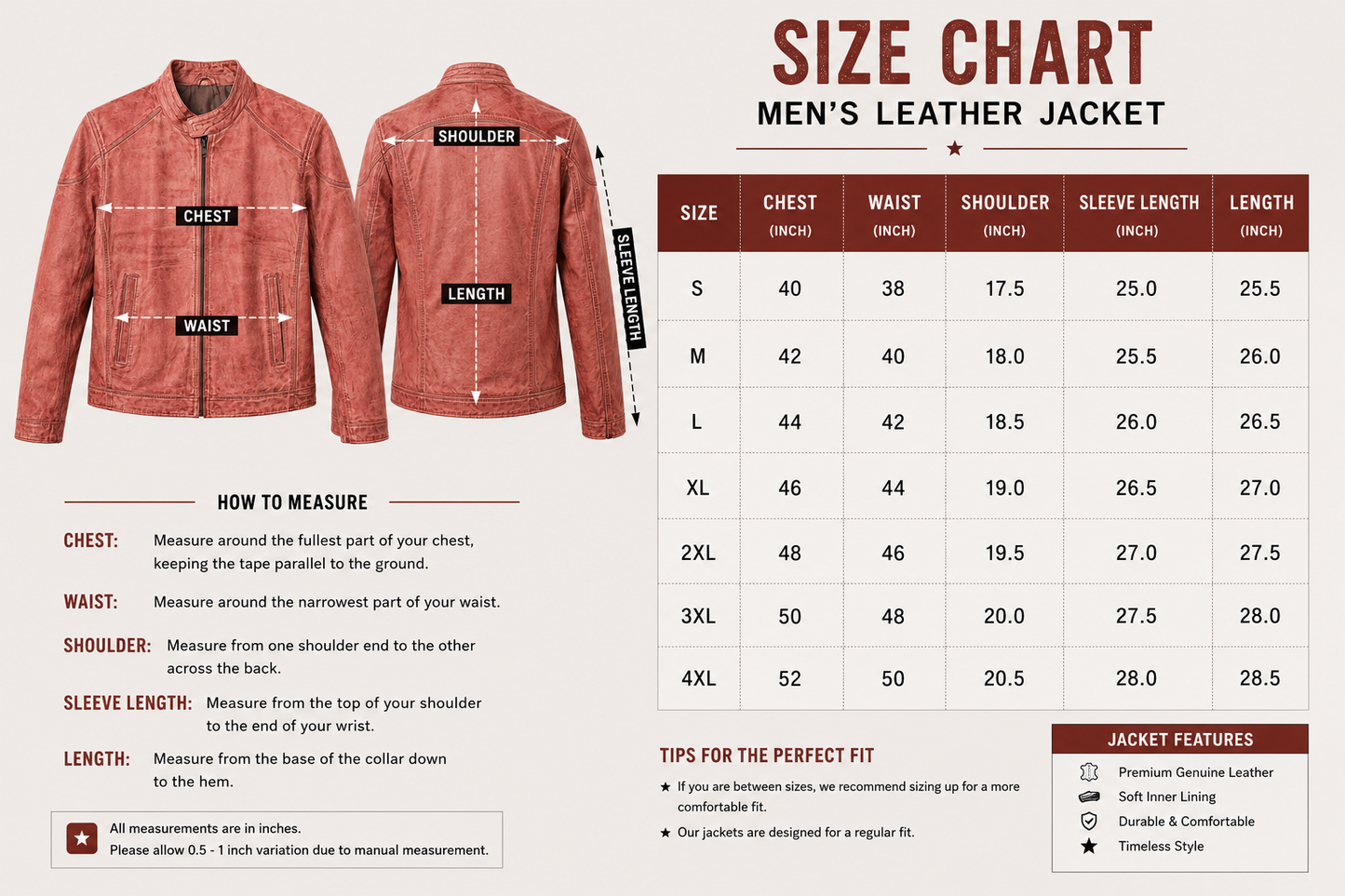 Men's Vintage Rose Distressed Leather Café Racer Jacket