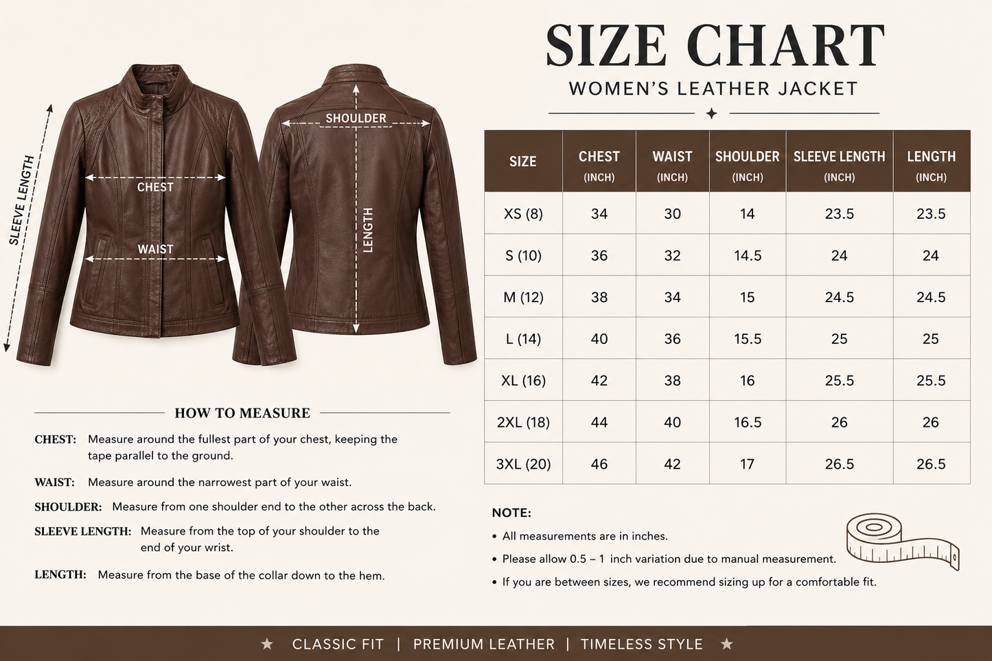 Women's Espresso Brown Classic Leather Moto Jacket