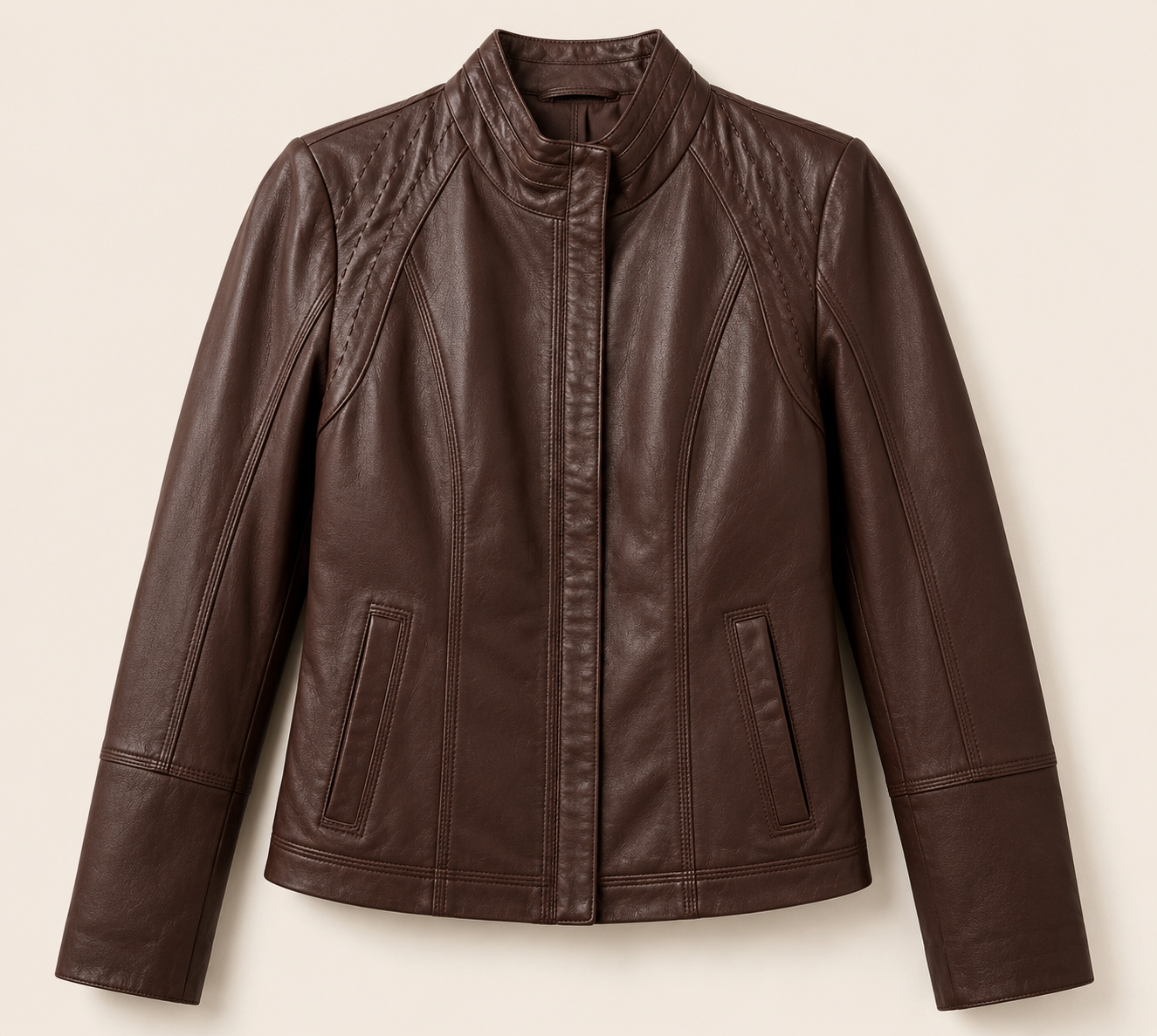 Women's Espresso Brown Classic Leather Moto Jacket