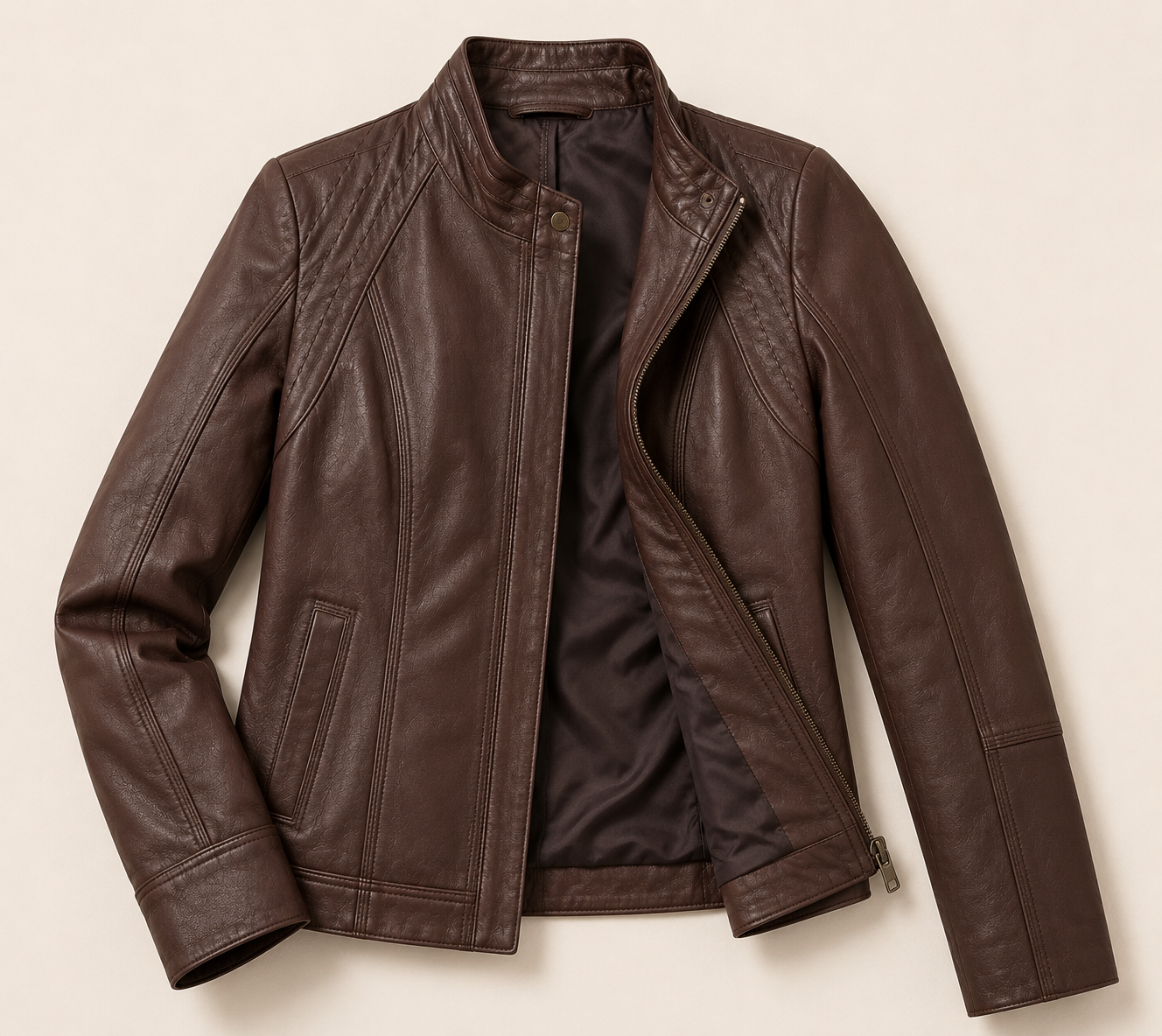 Women's Espresso Brown Classic Leather Moto Jacket